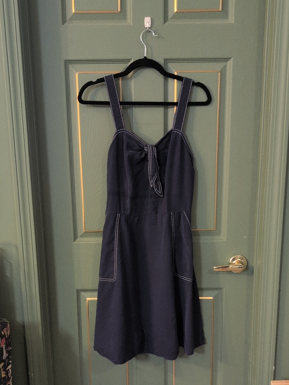 a new day navy tie front sailor dress, a-line, size large